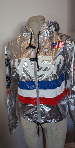 Forever 21 Nasa Graphic Metallic Windbreaker Silver woman's size S - Picture 4 of 12